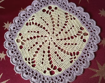 Crochet doily White Lilac border Lace crochet doily Crochet coasters Crochet napkin table centerpiece small doily gift doilies