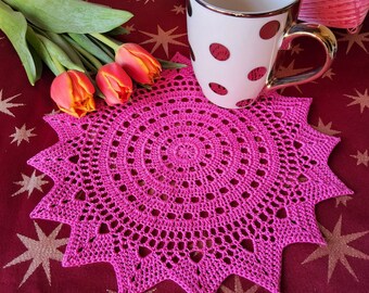 Crochet doily Pink Lace crochet doily Crochet coasters Crochet napkin table centerpiece small doily gift doilies by NataliaKuCrocher