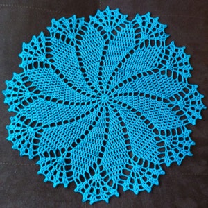 Turquoise Crochet Doily: 10-inch Lace Table Centerpiece
