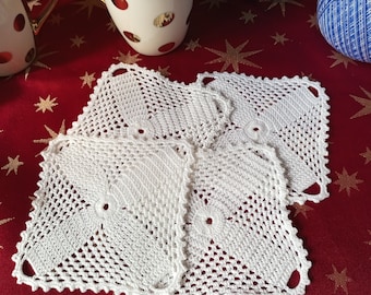 Crochet doily White small square napkin Lace crochet doily serving napkins Crochet napkin table small doily gift doilies by NataliaKuCrocher