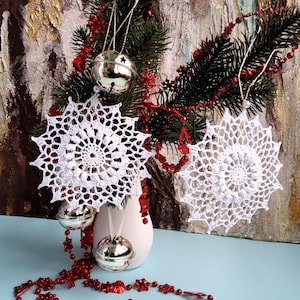 White snowflakes for winter decor Handmade snowflakes Christmas decorations Christmas tree decor, holiday