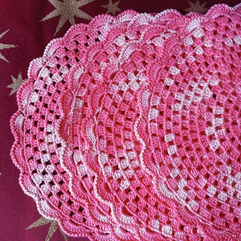 Crochet doily hot pink Lace crochet doily Small serving napkins Crochet napkin table small doily gift doilies by NataliaKuCrocher zdjęcie 7