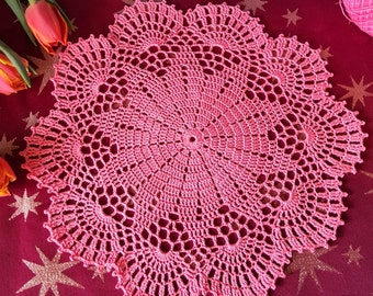 Crochet doily Pink Lace crochet doily Crochet coasters Crochet napkin table centerpiece small doily gift doilies by NataliaKuCrocher