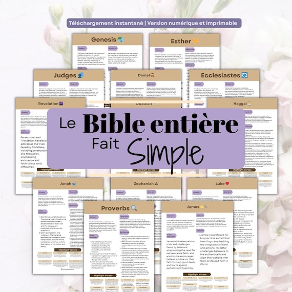 La Bible simplifiée : Résumés des livres de la Bible (Imprimable) | Fiches d'étude biblique | Les 66 livres (Téléchargement numérique)