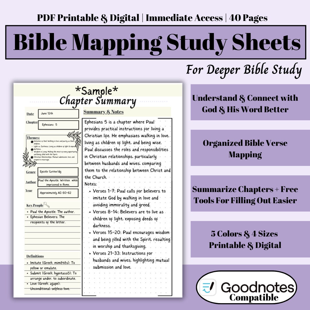 Bible Journaling Printable Bible Verse Mapping In-depth Bible Study ...