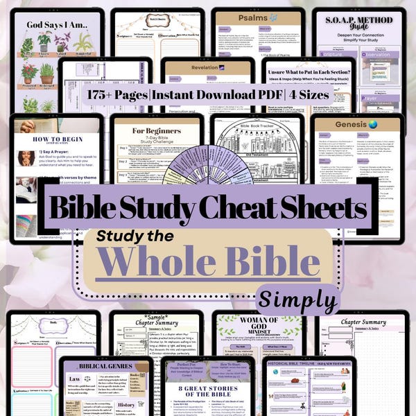 Aide-mémoire pour l'étude de la Bible | Étudiez toute la Bible simplement | Guide d'étude de la Bible tout-en-un pour les résumés de livres (téléchargement numérique et version imprimable)