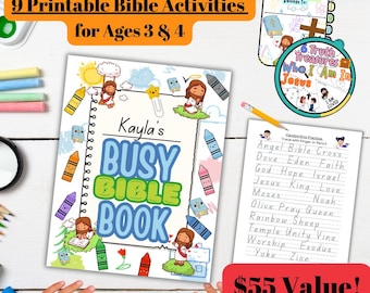 Beschäftigt Bibel Arbeitsbuch Druckbare Bibel Aktivität Seiten Alter 3 & 4 Edition | Sonntagsschule | Heimatschule
