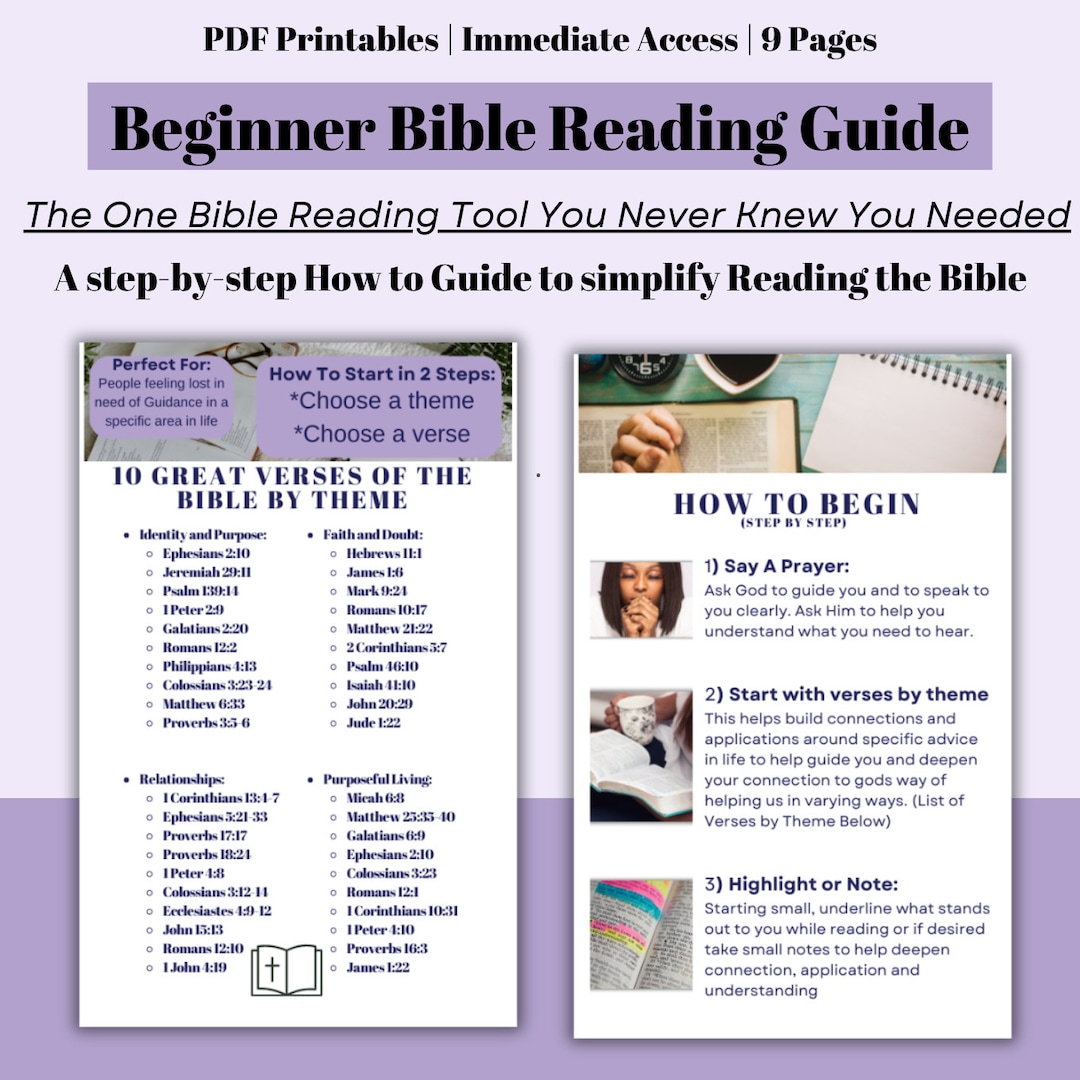 Bible Reading Guide How & Where to Start Reading + Verses by Topic for Guidance Beginner