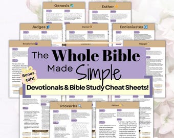The Bible Made Simple: Bible Book Summaries Printable | Bible Study Sheets and Tools | All 66 Books (Digital Download)