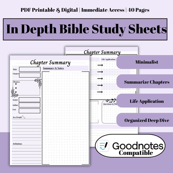 Bible Verse Mapping- In Depth Bible Study Worksheets, Life Application, Prayer Journal Printables & Digital Bible Study Resource