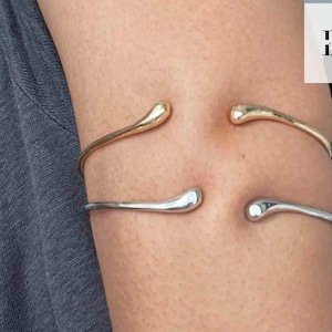 Gold Upper Arm Cuff Bracelets Elegant Silver Water Drop Bracelet Perfect Gift for Her Upper Armlet Cuff  Minimalist Adjustable  Cuff