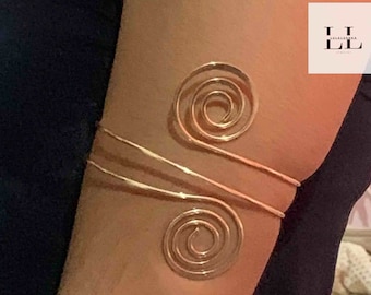 Gold Geometric Arm Cuff Bracelet, Adjustable Upper Arm Jewelry, Minimalist Boho Armlet for Women