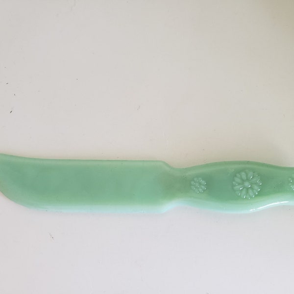 Jadeite Jadite Glass Fruit Knife or Glass Cake Knife Green Glass Hard to Find New in Original Package