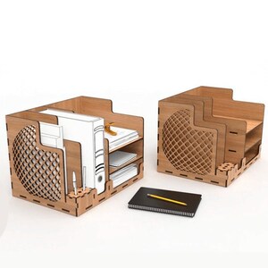 Lasergesneden werkruimte-organizer Desktop-bestandsorganisator Papieren bestandshouder cdr, dxf, ai, pdf