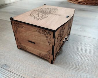 Jewelry box with drawer, laser cut