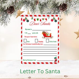 Brief an Santa Printable | Weihnachtswunschliste für Kinder | Lieber Weihnachtsmann Brief | Ferienaktivität für Kinder | Sofort Download
