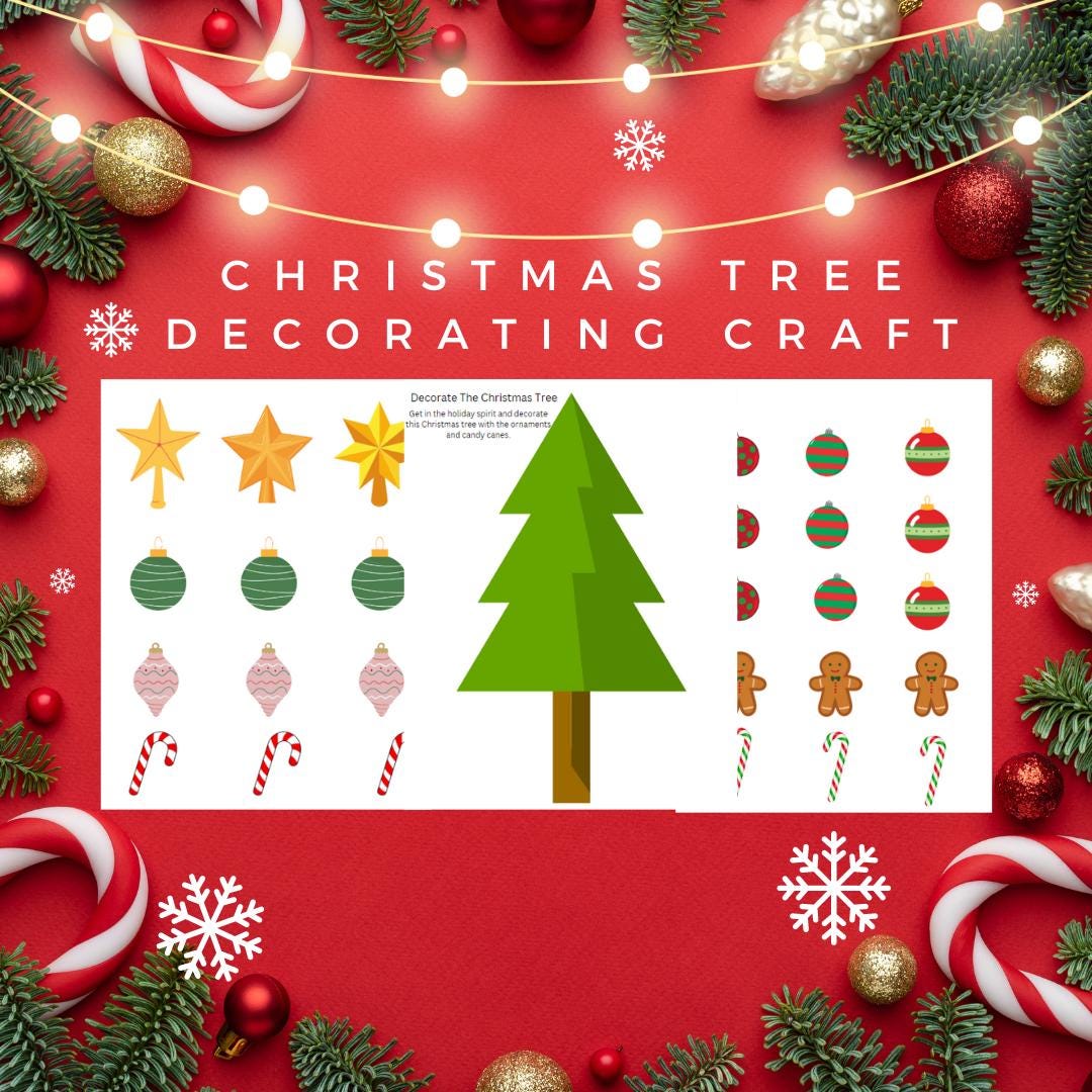 Christmas Tree Decorating Printout Craft for Kids Festive Holiday