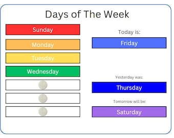 Days of the Week & Months of the Year Learning Chart | Interactive PDF | Printable for Kids | Montessori-Inspired, Busy Binder Games.