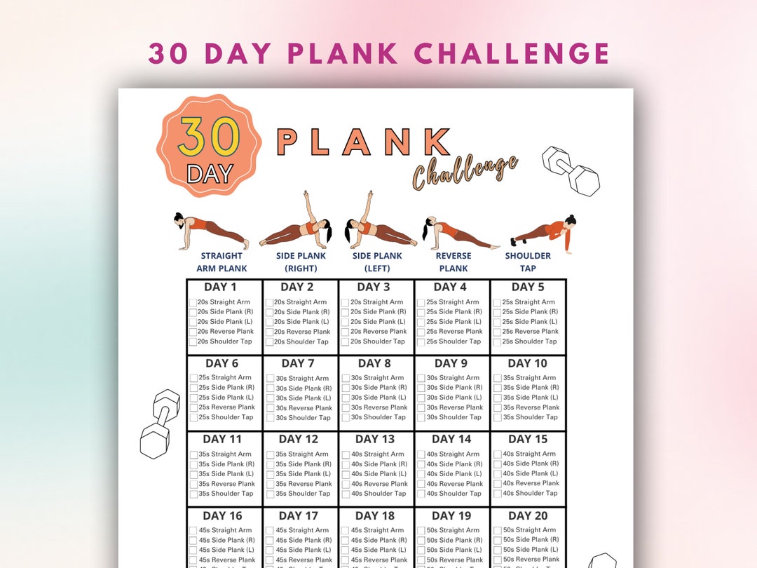 30 Day Plank Challenge, Plank Guide, Home Workout, Workout Plan ...