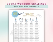30 Day Challenge Full Body Workout, Fitness Guide, Dumbbell Challenge, Home Workout Plan, Full Body Workout, Digital Download, US Letter