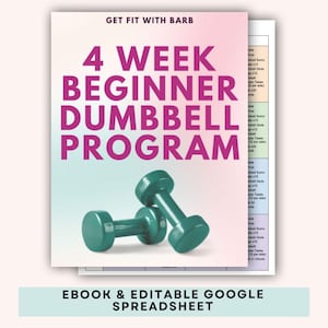 4 Week Beginner Dumbbell Workout, Fitness Guide, Home Workout, Full Body Workout, Digital Download, Strength Program, Google Spreadsheet