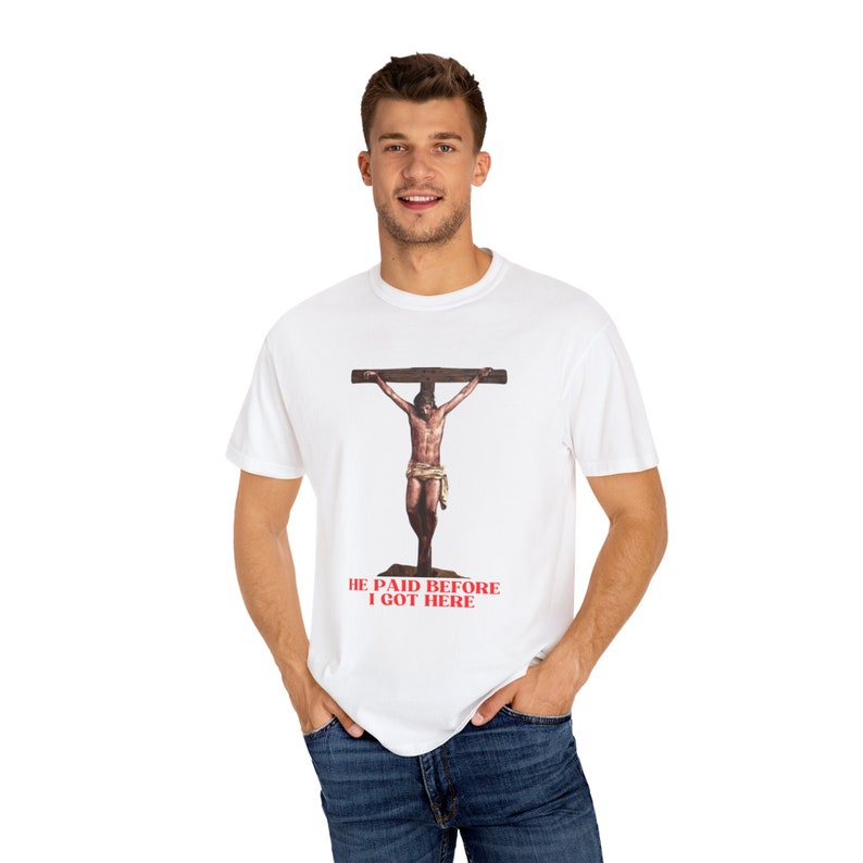 Jersey unisex religioso, camiseta crucifixión imagen 2