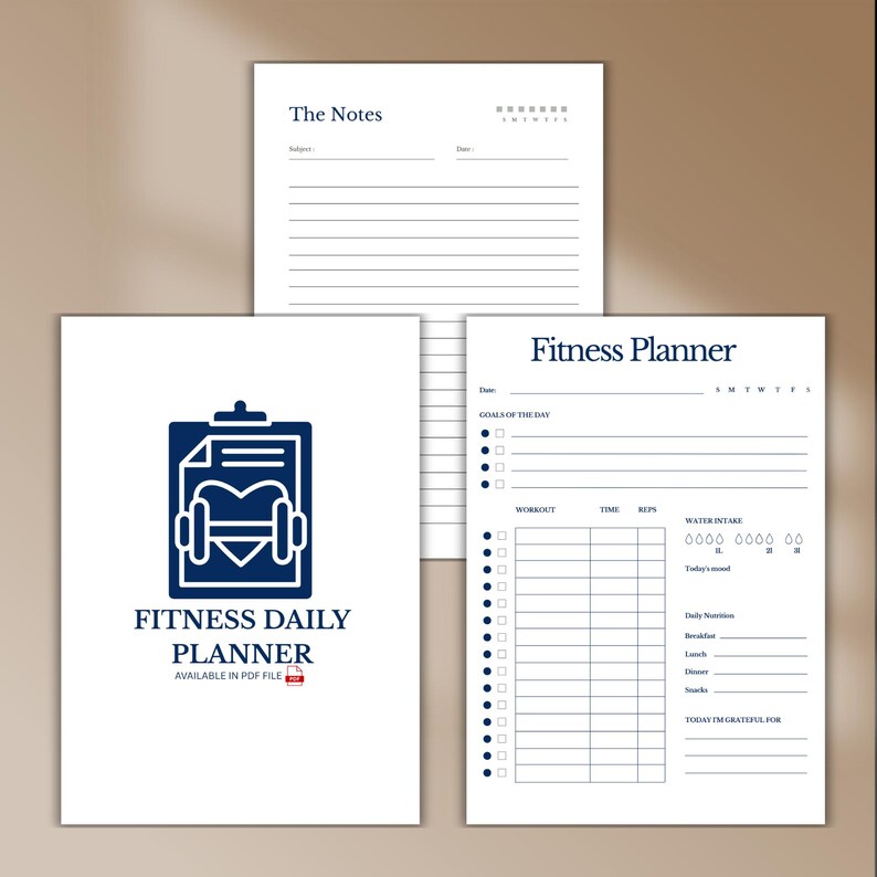 Daily Fitness Planner Printable, Workout Tracker, Gym Log Book (PDF ...