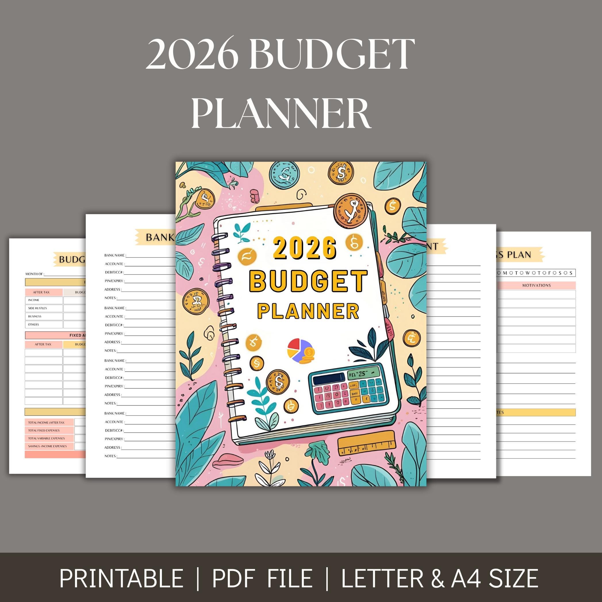 2026 Budget Planner Printable | Financial Planner | Monthly Budget
