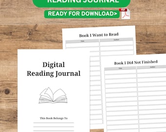 Digital Reading Journal, Book Tracker Template (PDF) Instant Download
