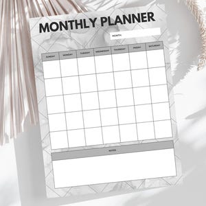 Planificador mensual minimalista gris: plantilla digital GoodNotes