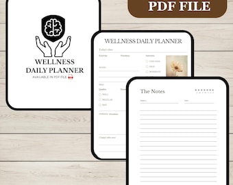 Agenda giornaliera del benessere / Cura di sé, monitoraggio della salute mentale (download digitale istantaneo in PDF)