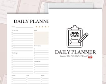Daily Productivity Planner, Schedule Template (Digital Download) Instant Download
