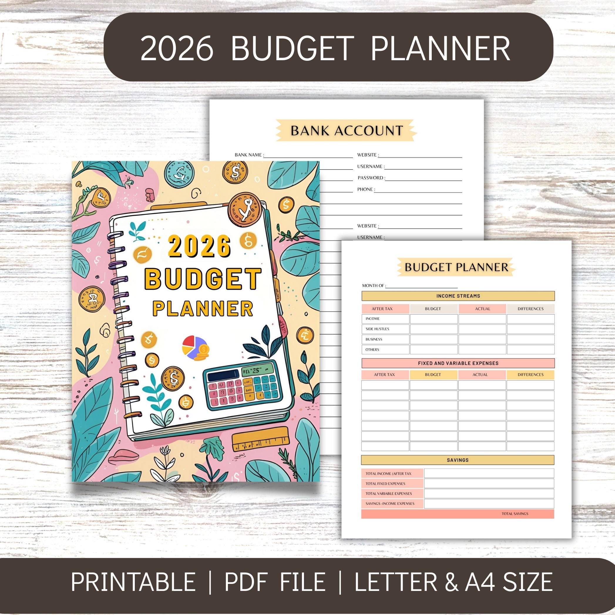 2026 Budget Planner Printable | Financial Planner | Monthly Budget