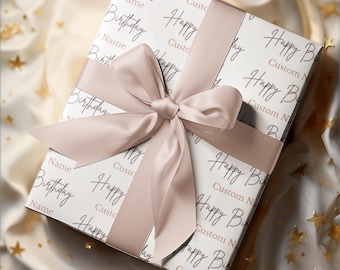 Personalized Birthday Wrapping Paper, Custom Name Gift Wrap, One of a kind gift wrapping paper,