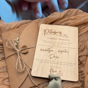 Patenbrief zur Taufe für Taufpaten aus Holzkarte -Personalisiertes Taufeschenk vom Taufkind für Paten Patentante Geschenkidee Patenonkel