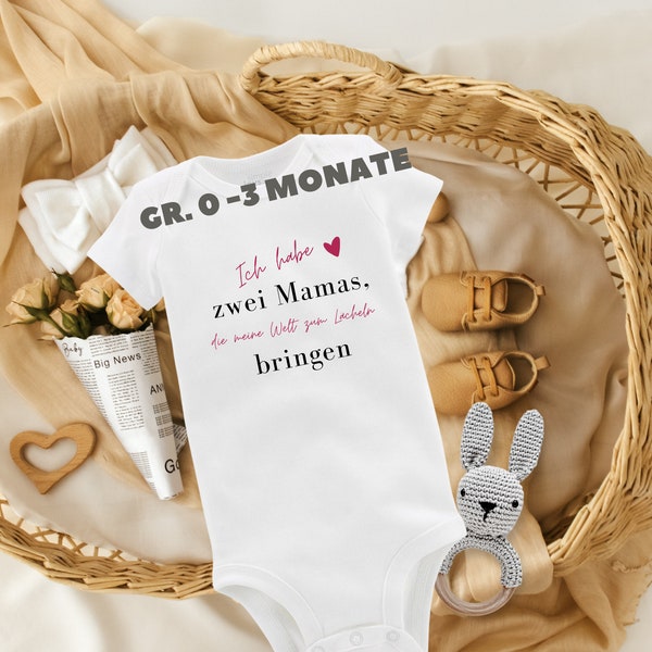 Babybody|Geburt|personalisiert|Geschenk| Bio-Baumwolle|Nachhaltig|Regenbogenfamilie|LGBT|zwei Mamas|zwei Papas|Statement|Ansage|Body