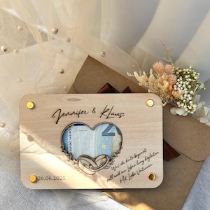 Personalisierte Holzkarte Hochzeit mit Gravur & Geldfach Hochzeitsgeschenk mit Namen u. DatumGeldgeschenk aus Holz