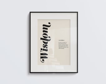 Wisdom PRINTABLE wall art, Wisdom definition, dictionary print, printable wall art, home decor poster, minimalist poster, Wisdom Poster
