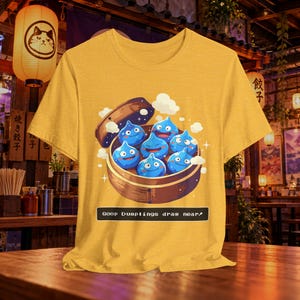 Camiseta de Dragon Quest Slime como albóndigas de sopa, JRPG, regalo para fans de videojuegos, Dim Sum imagen 5