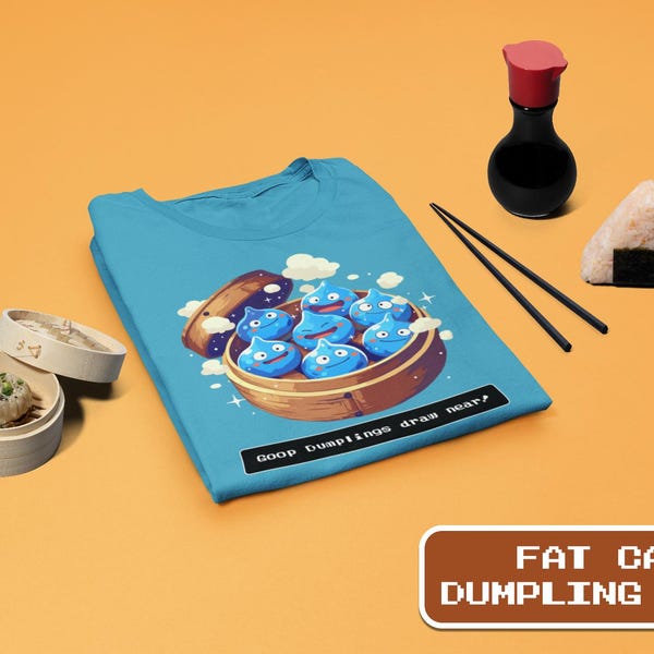 Dragon Quest Slime as Soup Dumplings T-Shirt, JRPG, Video Game Fan Gift, Dim Sum