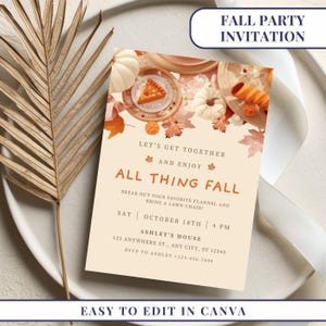 Fall Party Invitation: Autumn Brunch, Friendsgiving, Pumpkin Harvest (Canva Printable Invite)