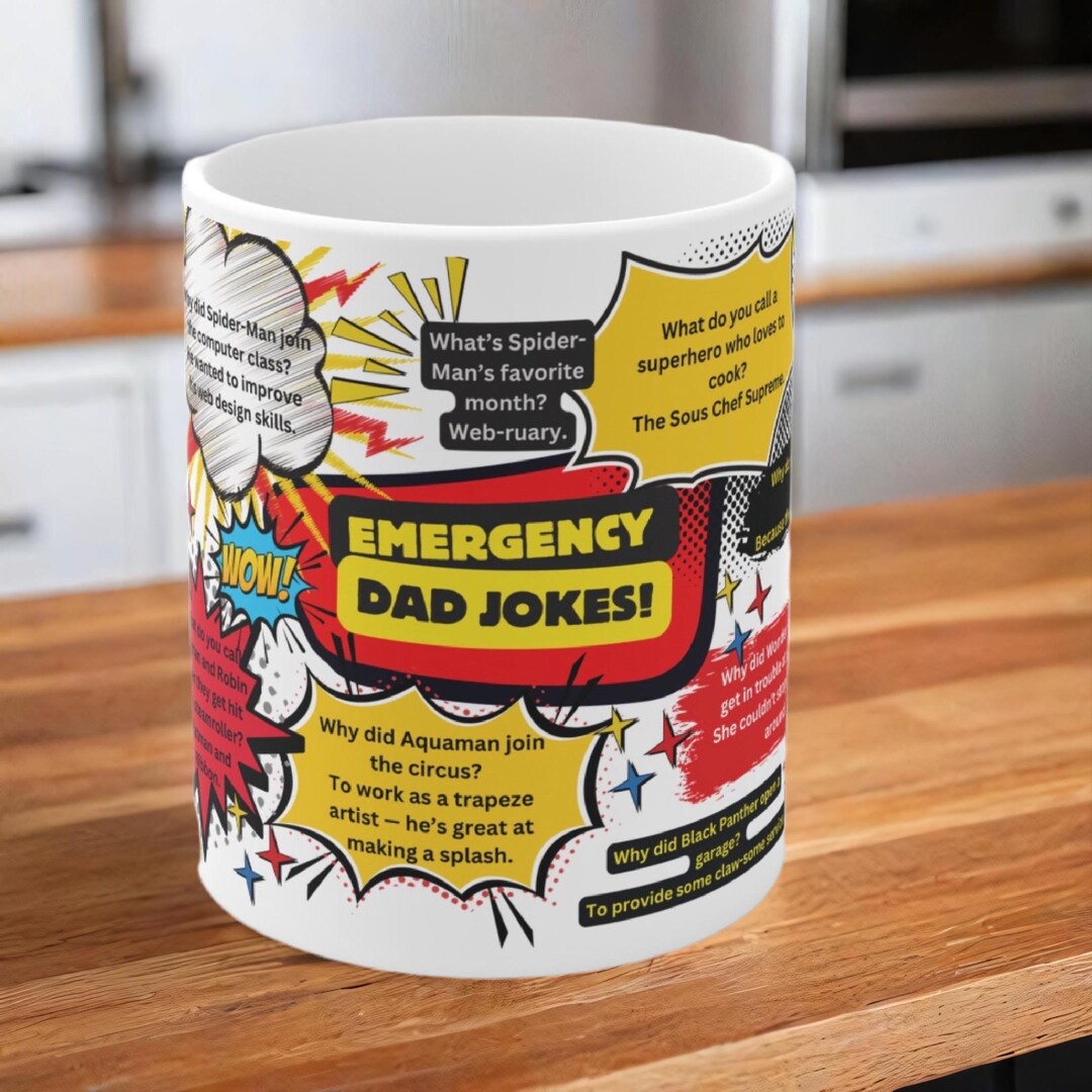 Superhero Emergency Dad Jokes Mug Dad Joke Gift Gag Gift for Dad — free download