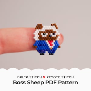Boss Sheep Brick Stitch Pattern, Peyote Stitch Charm, Seed Bead Diagram for Jewelry making, Beaded Jewelry Pendant, Beading Tutorial