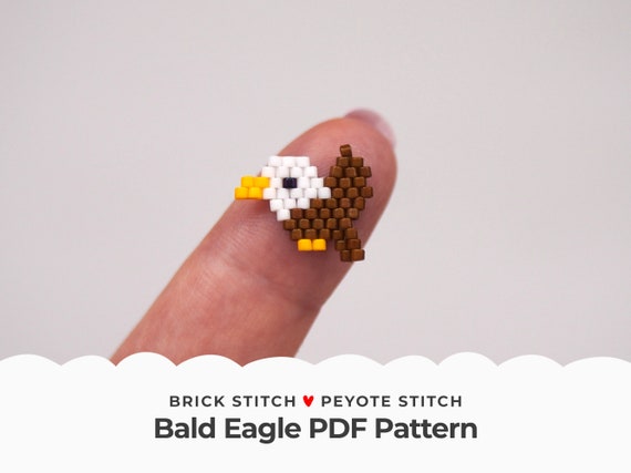 Bald Eagle Brick Stitch Pattern, American Symbol Peyote Stitch