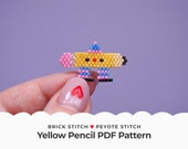 Yellow Pencil Brick Stitch Pattern, Cute School Peyote Stitch Earrings, Diagram for Jewelry making, Pendant Jewelry, Teacher’s Gift Idea