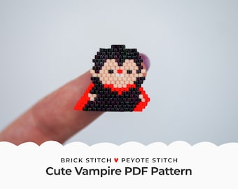 Patrón de puntada de ladrillo de vampiro, lindos pendientes de puntada de peyote de bricolaje de Halloween, gráfico de cuentas de semillas de miedo para la fabricación de joyas, joyería de encantos, digital