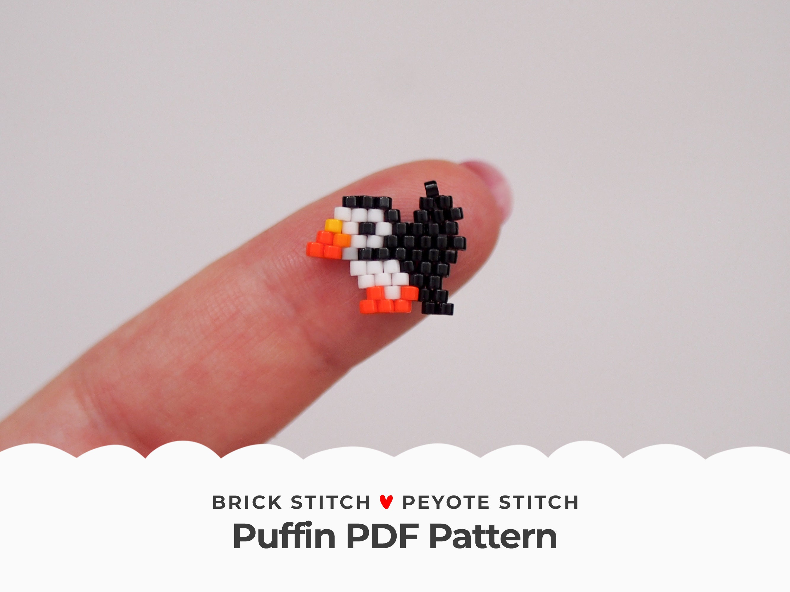 Mini Puffin Pattern Banknote Mini Puffin Brick Stitch Pattern, Cute Bird Peyote Stitch Earrings ...