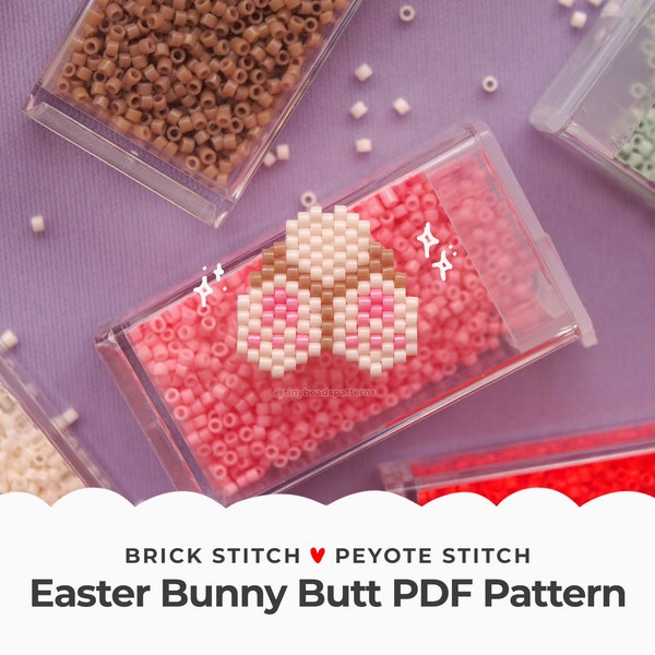 Easter Bunny Charm, Rabbit Brick Stitch Pattern Ornaments, Easter Peyote Pattern, Brick Stitch Earring Pattern, Beading Digital download