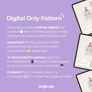 May include: Digital download pattern for a beaded Halloween ghost with a pumpkin hat. The pattern is available for purchase on Etsy. The Etsy app for mobile devices does not have the function to download digital files. To download the pattern, log in on a mobile device through a web browser, or log in to the store via a computer.  Problem? Don't hesitate, send me a message. I'm more than happy to help! tinybeads