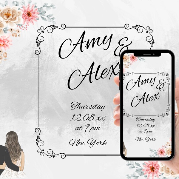 Digital Wedding Invitation | Editable to Canva | Printable | Marriage Ceremony | Canva Template | Instant Download | Greenery invitation |